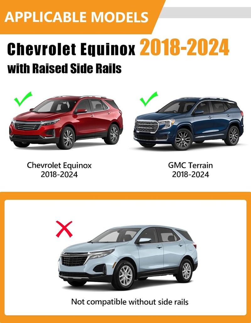 KINGGERI 300lbs Lockable Roof Rack Cross Bars Compatible with 2018-2024 Chevy Chevrolet Equinox & GMC Terrain.Heavy Duty Aluminum Roof Rails Crossbars Luggage Kayak Canoe Snowboard SUV Accessories - Image 2